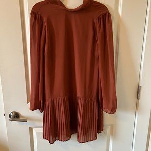Ali & Jay  Long Sleeve Pleated Chiffon Dress Copper Medium